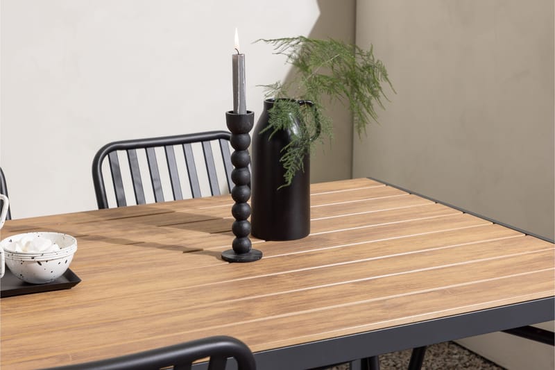 Break Spisegruppe 150 cm + 4 Peking Karmstoler - Svart/Brun - Hagemøbler - Hagegruppe - Spisegrupper hage