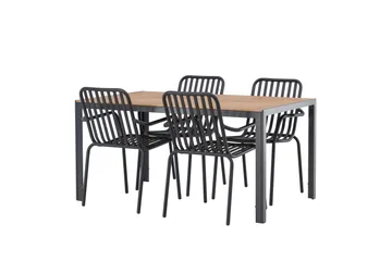 Break Spisegruppe 150 cm + 4 Peking Karmstoler - Svart/Brun - Hagemøbler - Hagegruppe - Spisegrupper hage