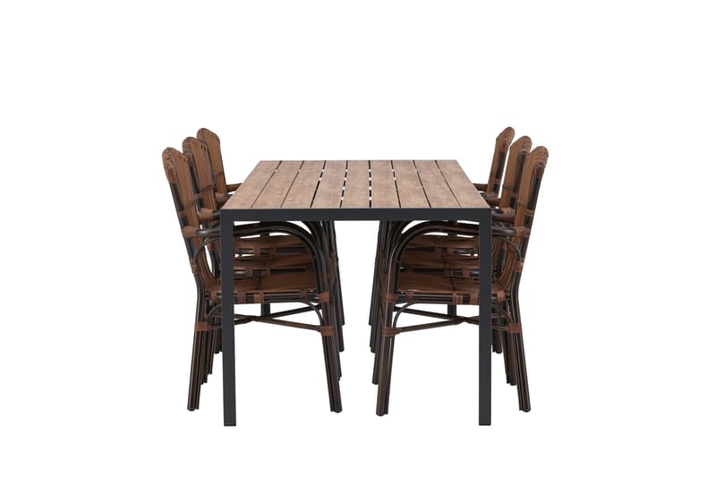 Break Spisegruppe 205 cm + 6 Galera Karmstoler - Brun - Hagemøbler - Hagegruppe - Spisegrupper hage