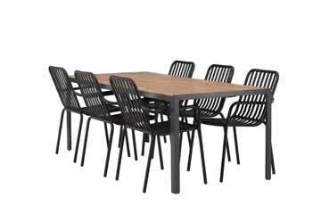 Break Spisegruppe 205 cm + 6 Peking Karmstoler - Svart/Brun - Hagemøbler - Hagegruppe - Spisegrupper hage