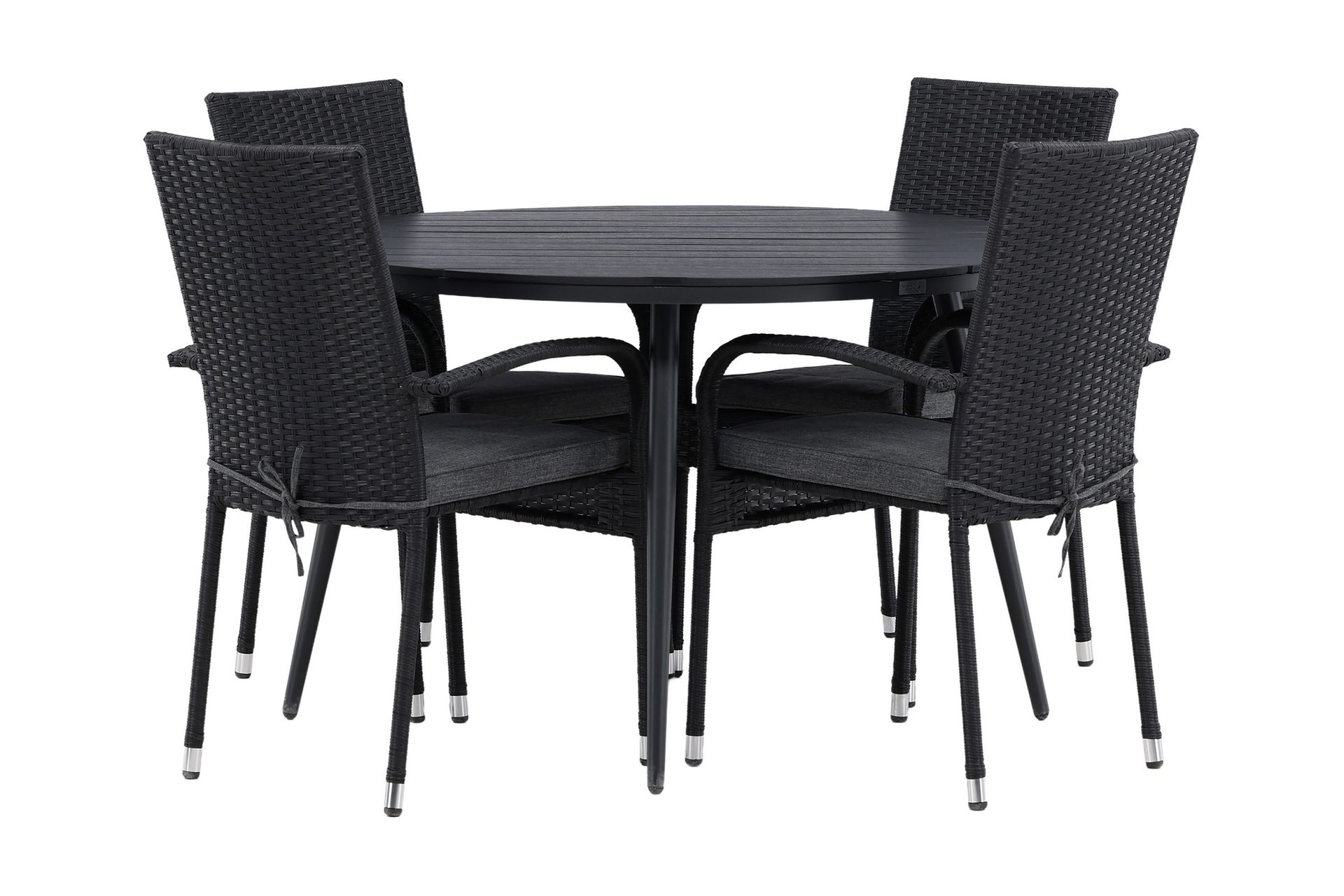 Break Spisegruppe Rund Ø120cm + 4 Anna Spisestoler - Beige/Svart