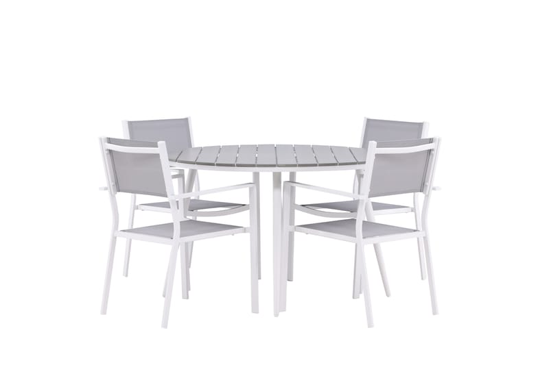 Break Spisegruppe Rund 120 cm + 4 stk Copacabana Stoler - Hvit - Hagemøbler - Hagegruppe - Spisegrupper hage