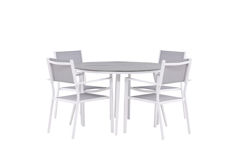 Break Spisegruppe Rund 120 cm + 4 stk Copacabana Stoler - Hvit - Hagemøbler - Hagegruppe - Spisegrupper hage
