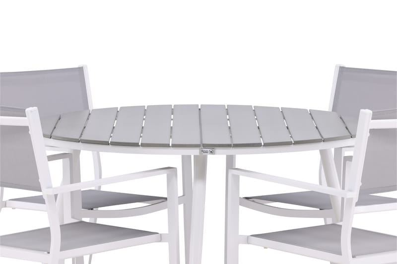 Break Spisegruppe Rund 120 cm + 4 stk Copacabana Stoler - Hvit - Hagemøbler - Hagegruppe - Spisegrupper hage
