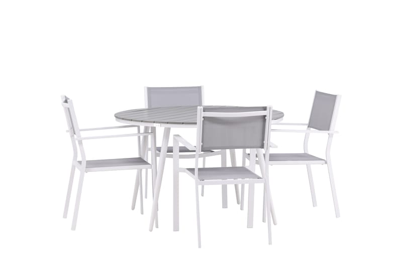 Break Spisegruppe Rund 120 cm + 4 stk Copacabana Stoler - Hvit - Hagemøbler - Hagegruppe - Spisegrupper hage