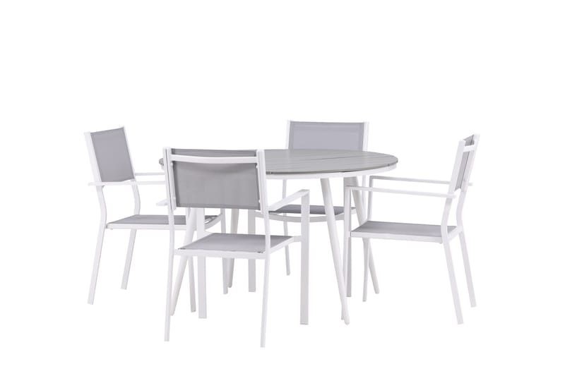Break Spisegruppe Rund 120 cm + 4 stk Copacabana Stoler - Hvit - Hagemøbler - Hagegruppe - Spisegrupper hage