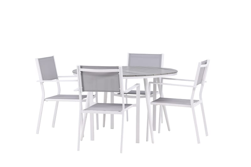 Break Spisegruppe Rund 120 cm + 4 stk Copacabana Stoler - Hvit - Hagemøbler - Hagegruppe - Spisegrupper hage