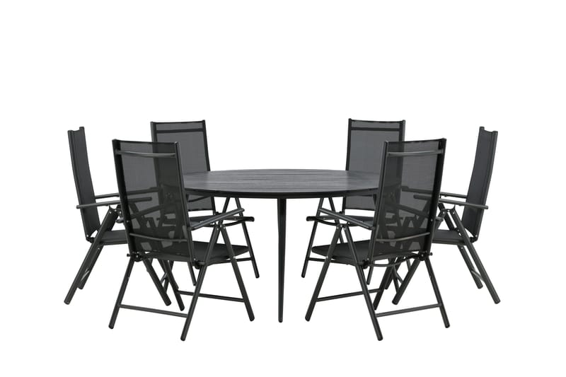 Break Spisegruppe Rund 150 cm + 6 Break Posisjonsstol, Svart