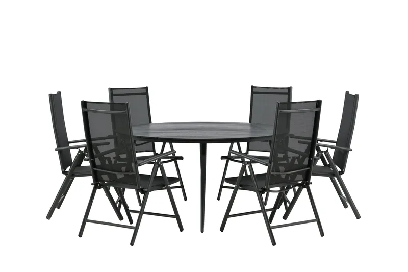 Break Spisegruppe Rund 150 cm + 6 Break Posisjonsstol, Svart