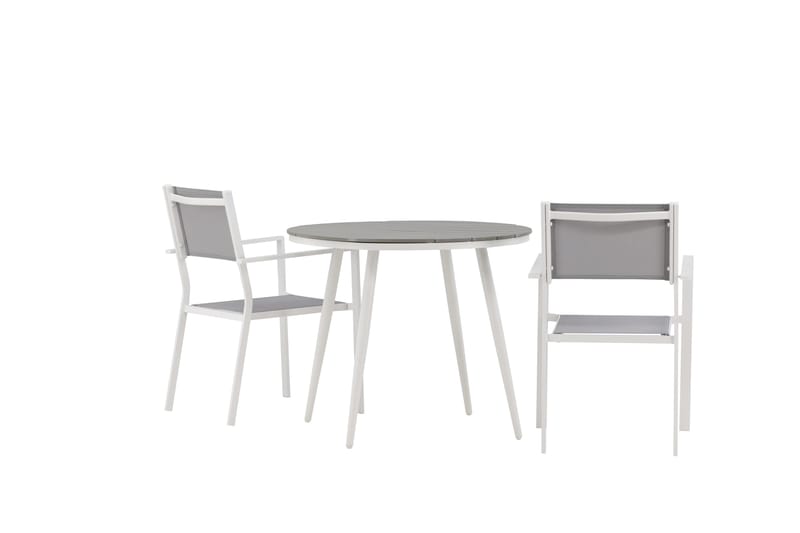 Break Spisegruppe Rund 70 cm+2 Copacabana Stablebare Stoler - Hvit - Hagemøbler - Hagegruppe - Spisegrupper hage