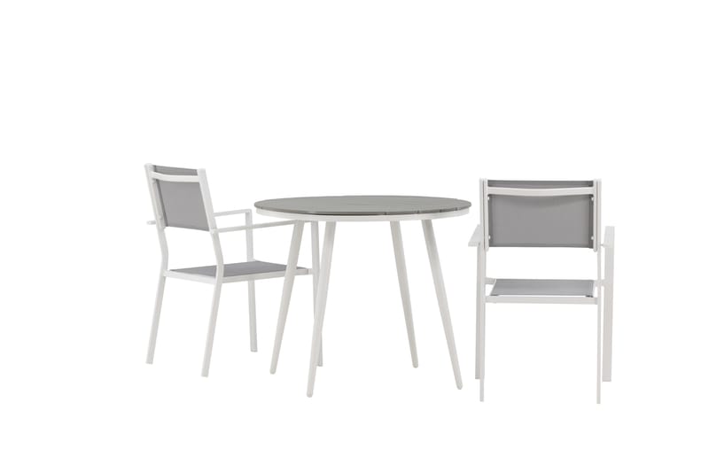 Break Spisegruppe Rund 70 cm+2 Copacabana Stablebare Stoler - Hvit - Hagemøbler - Hagegruppe - Spisegrupper hage