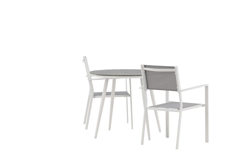 Break Spisegruppe Rund 70 cm+2 Copacabana Stablebare Stoler - Hvit - Hagemøbler - Hagegruppe - Spisegrupper hage
