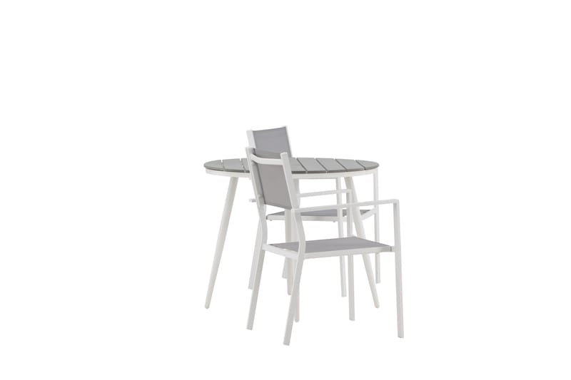 Break Spisegruppe Rund 70 cm+2 Copacabana Stablebare Stoler - Hvit - Hagemøbler - Hagegruppe - Spisegrupper hage
