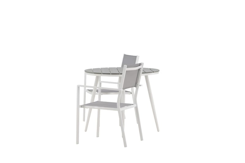 Break Spisegruppe Rund 70 cm+2 Copacabana Stablebare Stoler - Hvit - Hagemøbler - Hagegruppe - Spisegrupper hage