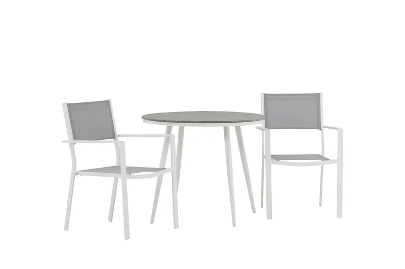 Break Spisegruppe Rund 70 cm+2 Copacabana Stablebare Stoler, Hvit