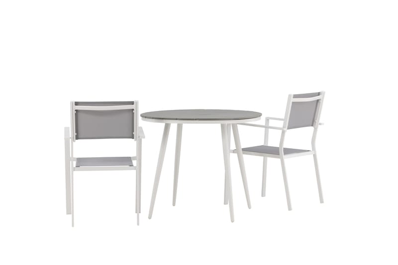 Break Spisegruppe Rund 70 cm+2 Copacabana Stablebare Stoler - Hvit - Hagemøbler - Hagegruppe - Spisegrupper hage