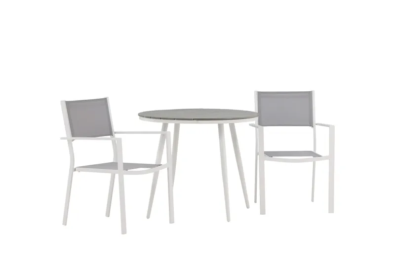 Break Spisegruppe Rund 70 cm+2 Copacabana Stablebare Stoler - Hvit - Hagemøbler - Hagegruppe - Spisegrupper hage