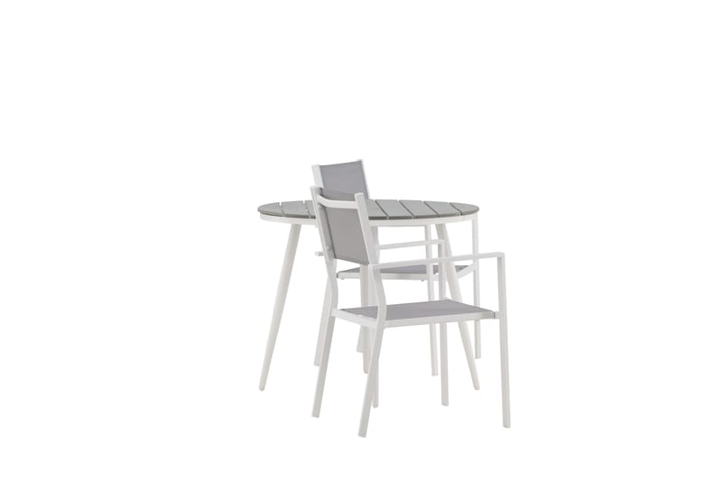 Break Spisegruppe Rund 70 cm+2 Copacabana Stablebare Stoler - Hvit - Hagemøbler - Hagegruppe - Spisegrupper hage