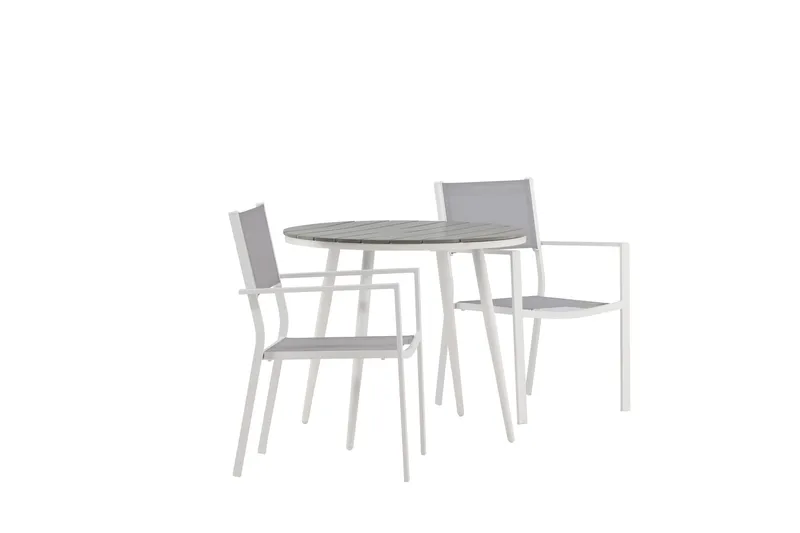 Break Spisegruppe Rund 70 cm+2 Copacabana Stablebare Stoler - Hvit - Hagemøbler - Hagegruppe - Spisegrupper hage