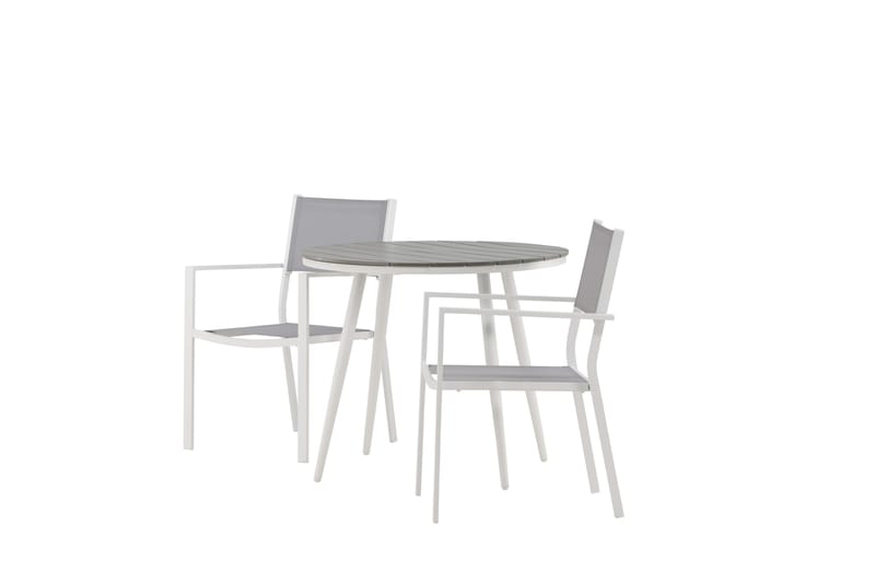 Break Spisegruppe Rund 70 cm+2 Copacabana Stablebare Stoler - Hvit - Hagemøbler - Hagegruppe - Spisegrupper hage