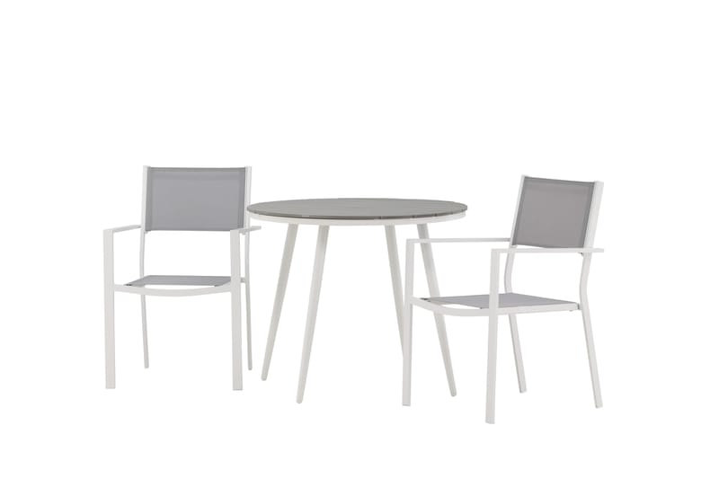 Break Spisegruppe Rund 70 cm+2 Copacabana Stablebare Stoler - Hvit - Hagemøbler - Hagegruppe - Spisegrupper hage