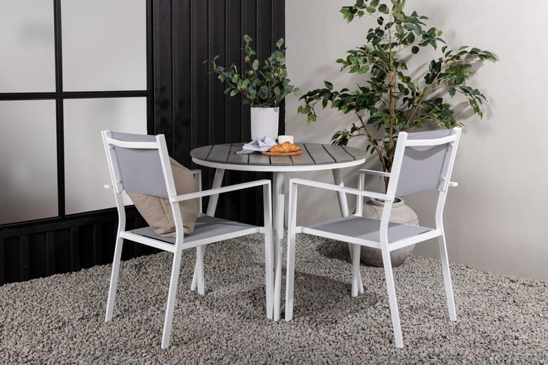 Break Spisegruppe Rund 70 cm+2 Copacabana Stablebare Stoler - Hvit - Hagemøbler - Hagegruppe - Spisegrupper hage