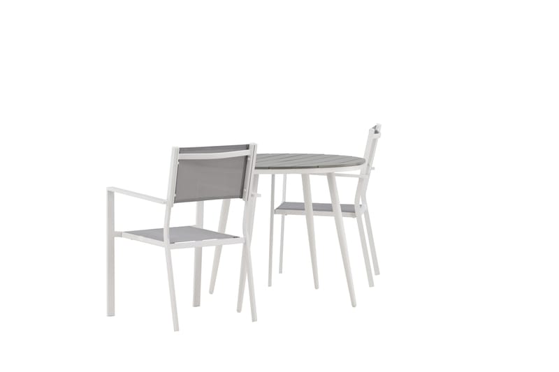 Break Spisegruppe Rund 70 cm+2 Copacabana Stablebare Stoler - Hvit - Hagemøbler - Hagegruppe - Spisegrupper hage