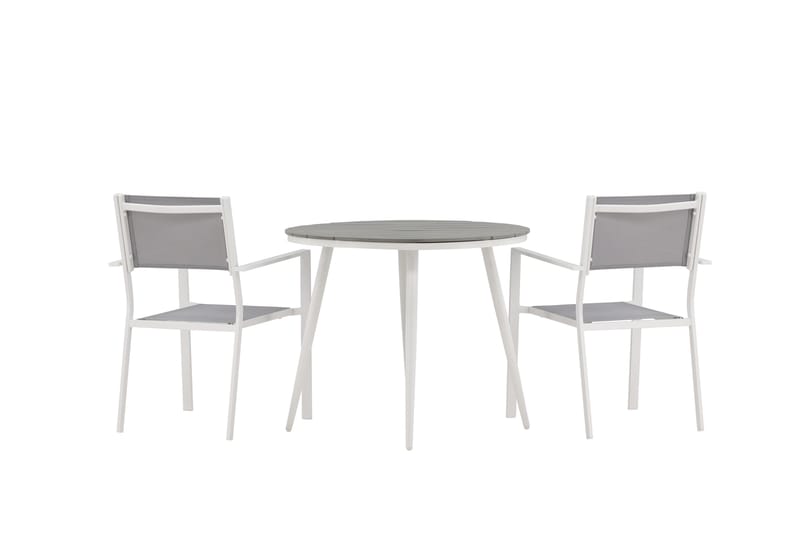 Break Spisegruppe Rund 70 cm+2 Copacabana Stablebare Stoler - Hvit - Hagemøbler - Hagegruppe - Spisegrupper hage