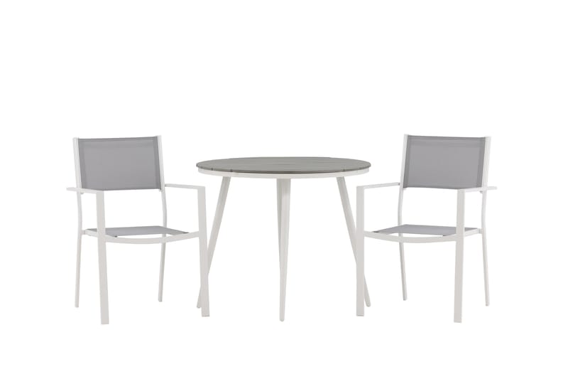 Break Spisegruppe Rund 70 cm+2 Copacabana Stablebare Stoler - Hvit - Hagemøbler - Hagegruppe - Spisegrupper hage