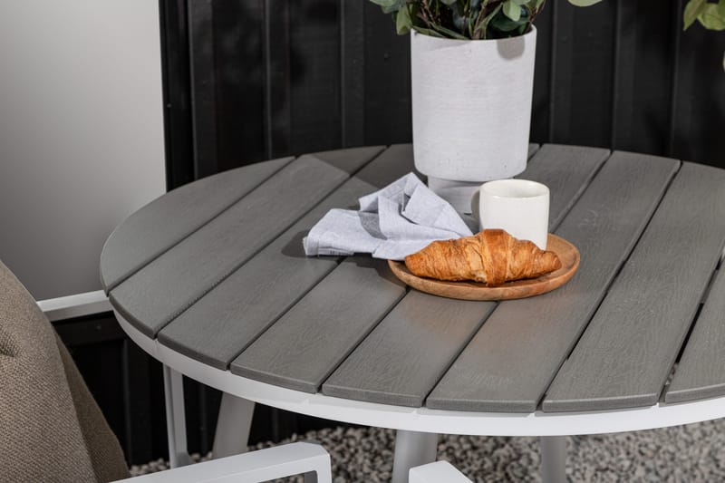 Break Spisegruppe Rund 70 cm+2 Copacabana Stablebare Stoler - Hvit - Hagemøbler - Hagegruppe - Spisegrupper hage
