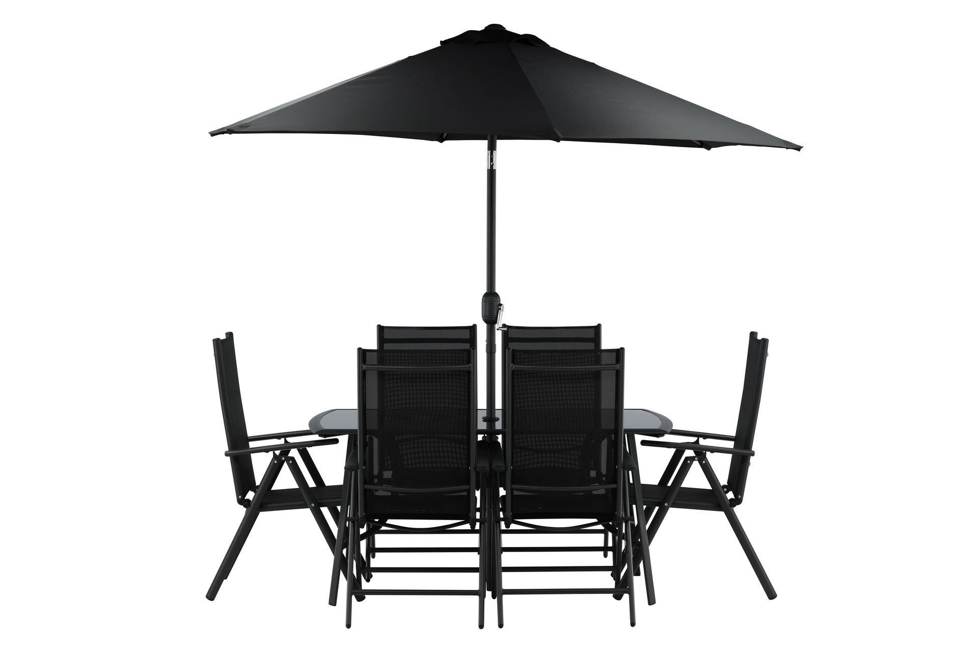 Brekki Spisegruppe 150cm + 6 Spisestoler - Svart - Hagemøbler - Hagegruppe - Spisegrupper hage