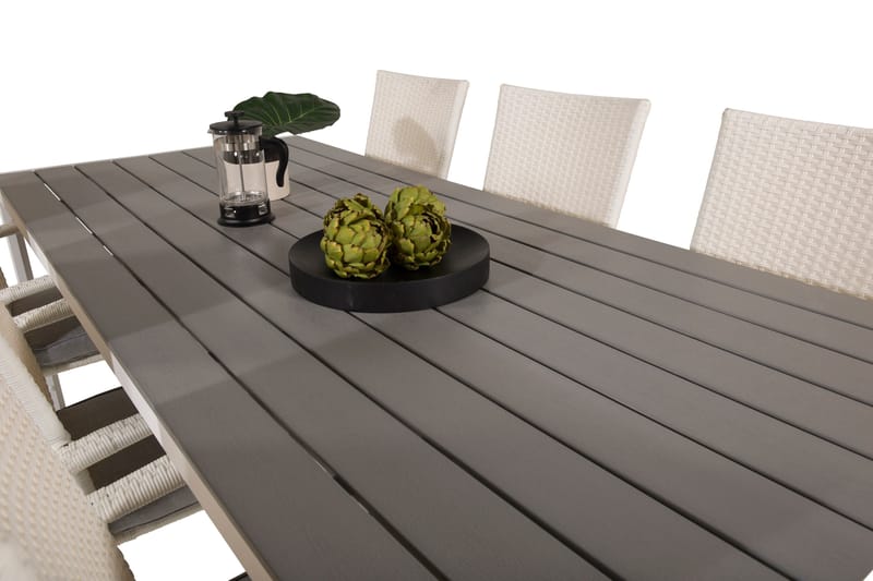 Buitepos Spisegruppe + 6 Ariamab Karmstoler - Polywood/Hvit - Hagemøbler - Hagegruppe - Spisegrupper hage