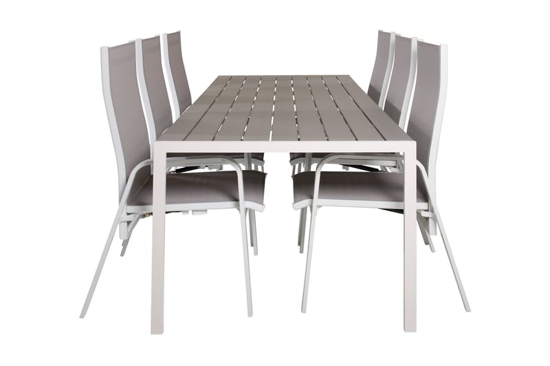 Buitepos Spisegruppe + 6 Dusternbrook Karmstoler, Polywood/Hvit