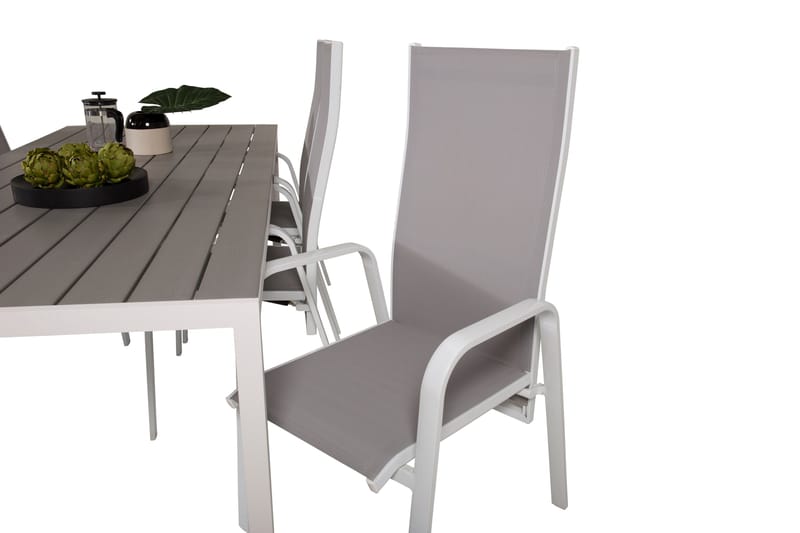 Buitepos Spisegruppe + 6 Dusternbrook Karmstoler - Polywood/Hvit - Hagemøbler - Hagegruppe - Spisegrupper hage