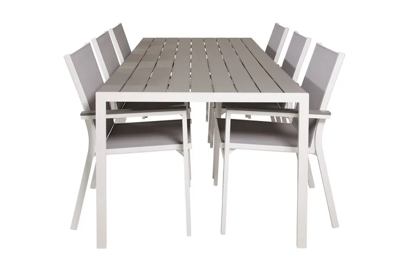 Buitepos Spisegruppe + 6 Mulilo Karmstoler, Polywood/Hvit