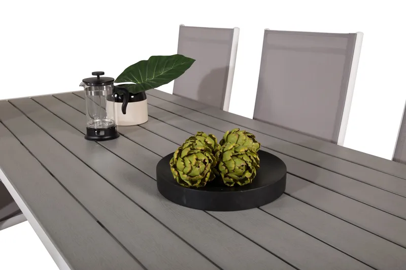 Buitepos Spisegruppe + 6 posisjonsstoler - Polywood/Hvit - Hagemøbler - Hagegruppe - Spisegrupper hage