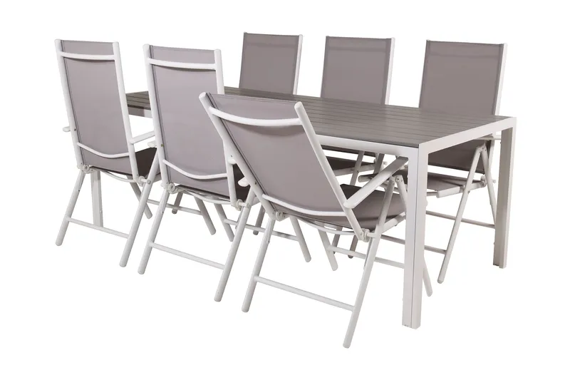 Buitepos Spisegruppe + 6 posisjonsstoler - Polywood/Hvit - Hagemøbler - Hagegruppe - Spisegrupper hage