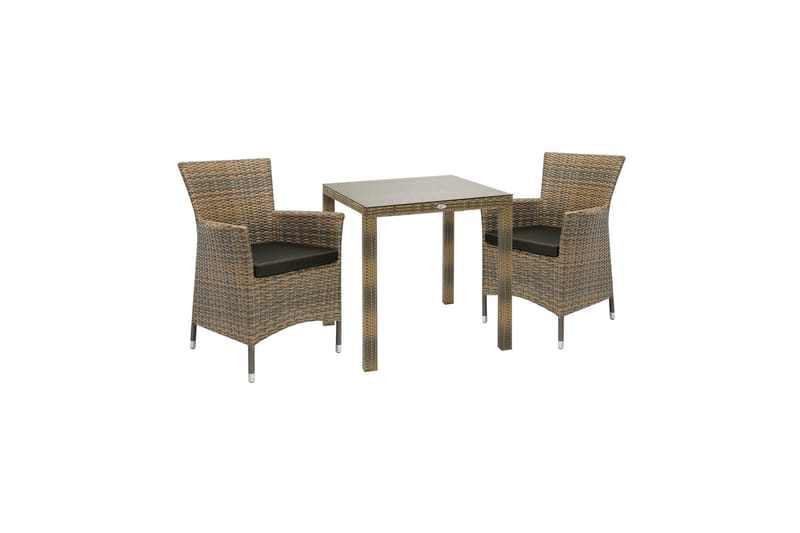 Cafesett WICKER bord og 2 stoler 73x73xH71cm - Spisegrupper hage