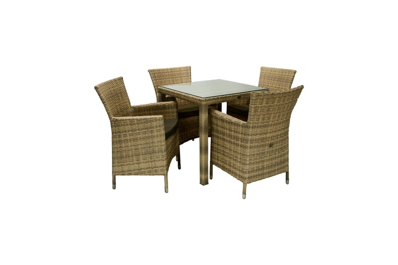 Cafesett WICKER bord og 4 stoler 73x73xH71cm - Spisegrupper hage