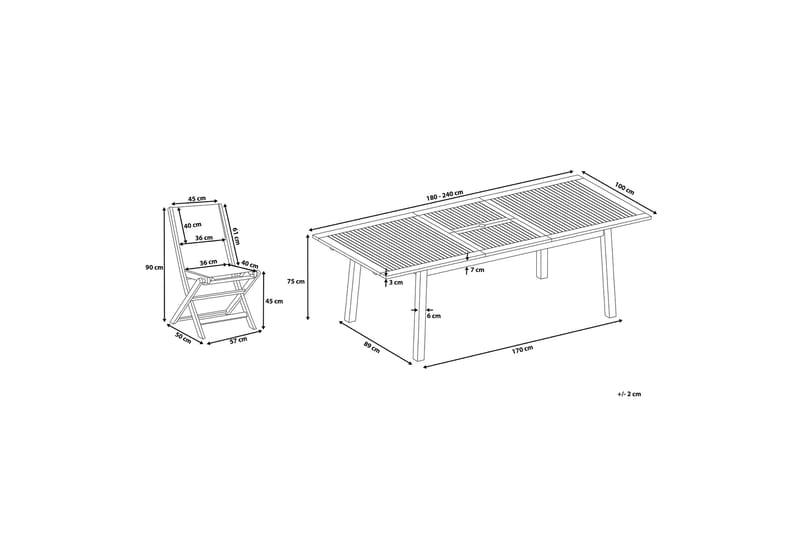 Cesana Hagemøbler Med Bord + 8 Stoler - Tre / Natur - Hagemøbler - Hagegruppe - Spisegrupper hage