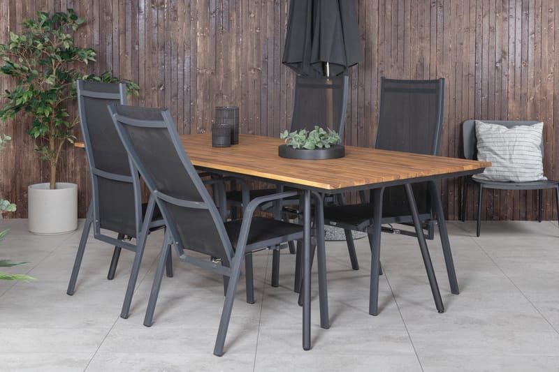 Chan Spisegruppe 200cm + 4 Copacabana Reclinerstoler - Hvit - Hagemøbler - Hagegruppe - Spisegrupper hage