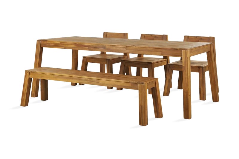 Coteto Spisegruppe 225 cm + 3 Stoler + Benk, Akasie