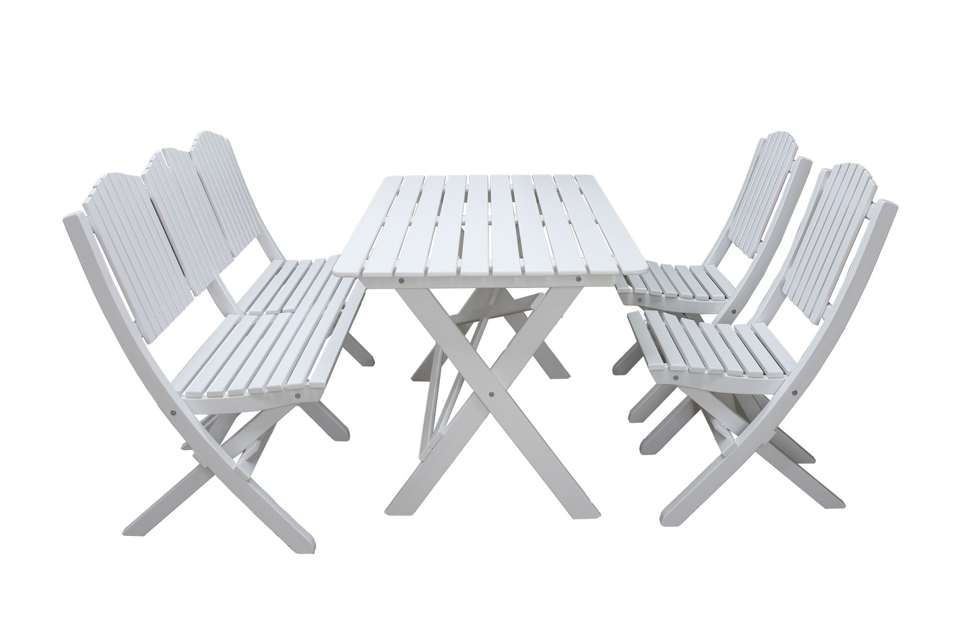 Delpino Cafésett 125 cm - Hvit - Hagemøbler - Hagegruppe - Spisegrupper hage