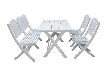 Delpino Cafésett 125 cm - Hvit - Hagemøbler - Hagegruppe - Spisegrupper hage