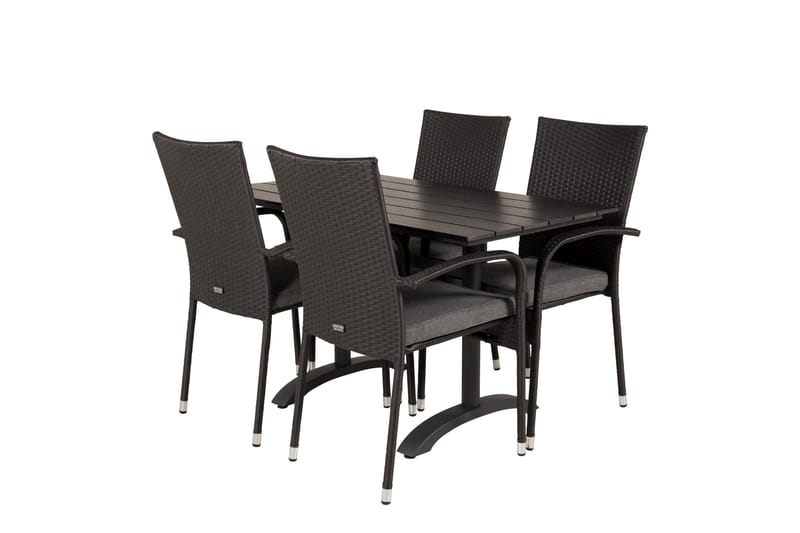 Denver Spisegruppe 120 cm + 4 Anna Karmstoler - Svart - Hagemøbler - Hagegruppe - Spisegrupper hage