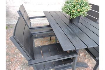 Denver Spisegruppe 120 cm + 4 Levels Spisestoler - Svart/Mørkegrå - Hagemøbler - Hagegruppe - Spisegrupper hage