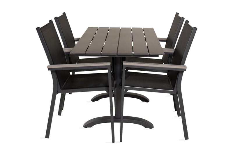 Denver Spisegruppe 120 cm + 4 Parma Karmstoler - Svart - Hagemøbler - Hagegruppe - Spisegrupper hage
