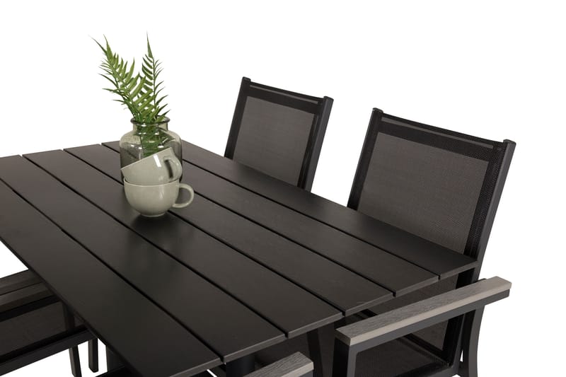 Denver Spisegruppe 120 cm + 4 Parma Karmstoler - Svart - Hagemøbler - Hagegruppe - Spisegrupper hage