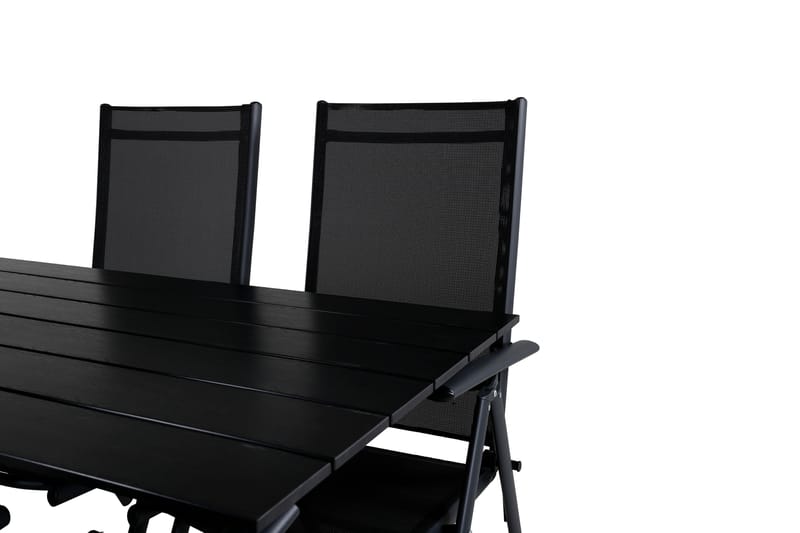 Denver Spisegruppe 120cm + 4 Break Posisjonsstoler Svart - Venture Home - Hagemøbler - Hagegruppe - Spisegrupper hage