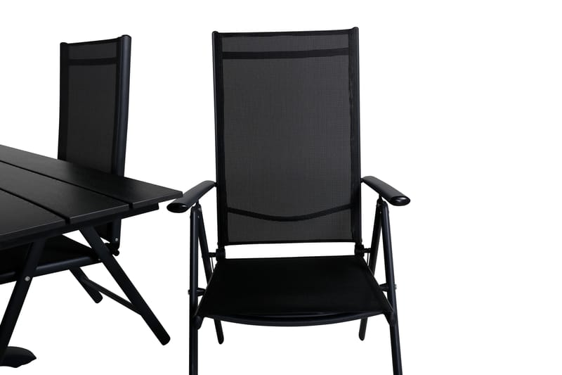 Denver Spisegruppe 120cm + 4 Break Posisjonsstoler Svart - Venture Home - Hagemøbler - Hagegruppe - Spisegrupper hage